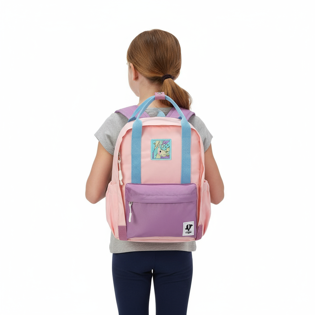 Sac à Dos scolaire hydrofuge en nylon - Rose