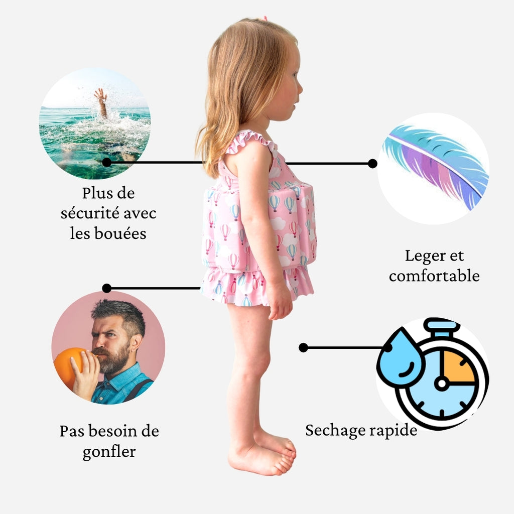 Maillot de Bain fille aide à la flottabilité Anti-UV